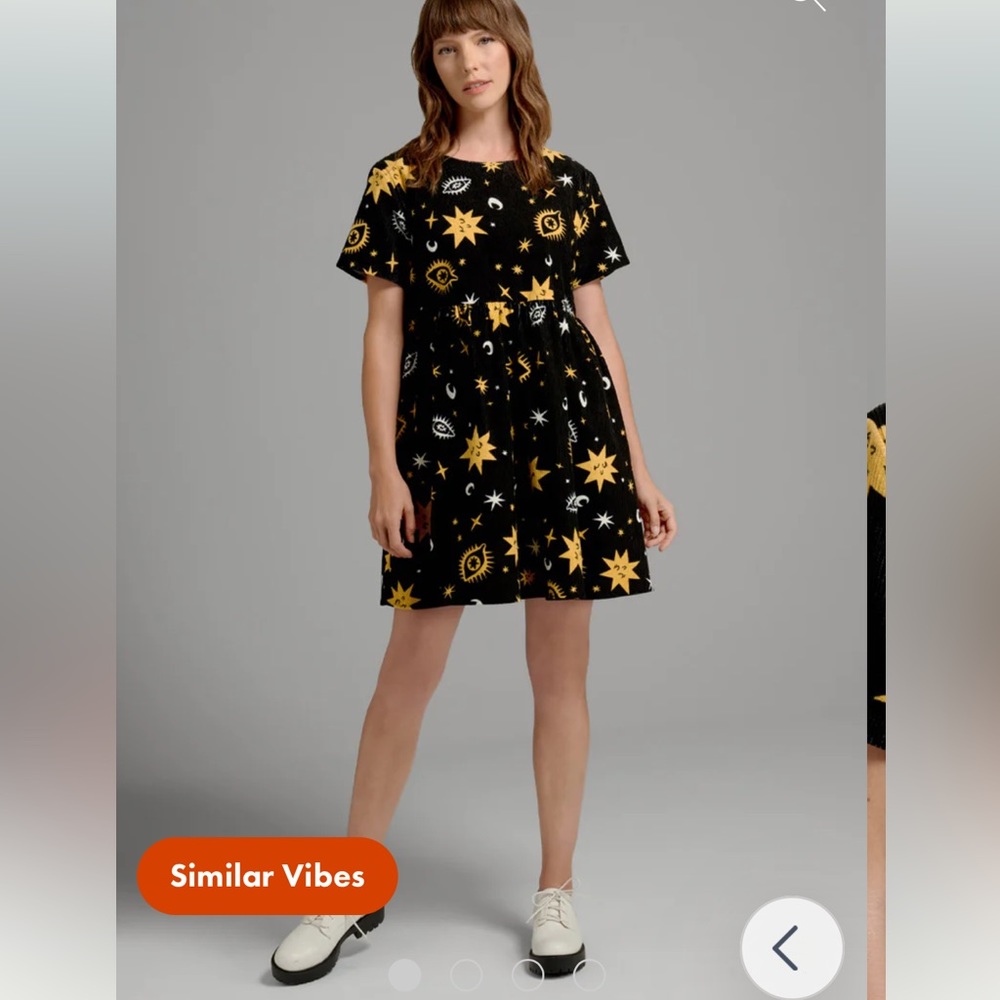 Modcloth Black and Yellow Celestial Mini Dress